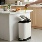 Foot Pedal Stainless Steel Trash Bin 10L U White