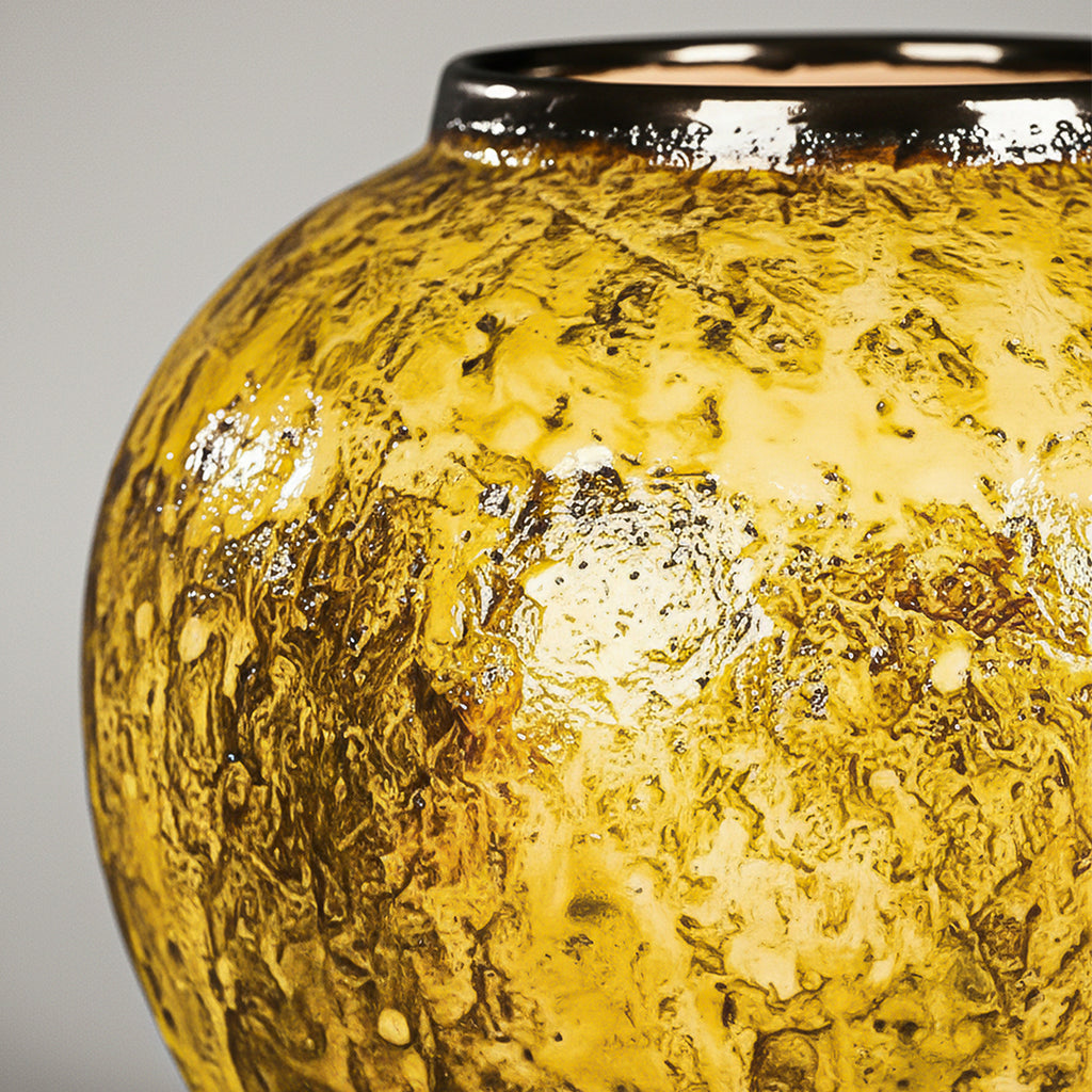 SOGA 21x22cm Yellow Small Ceramic Flower Vase Elegant Living Room Home Decor