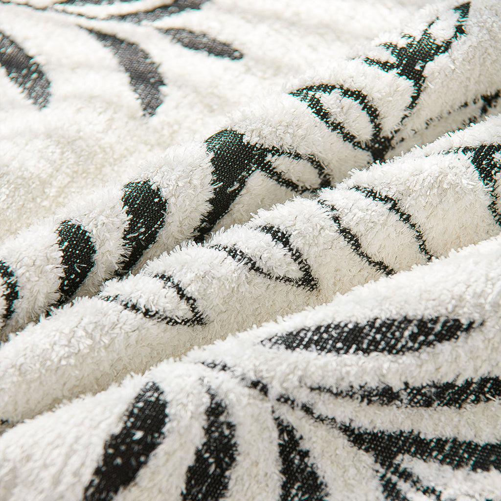 SOGA Three-seater White Sofa Cover Leaf Print 180x340cm Polyester