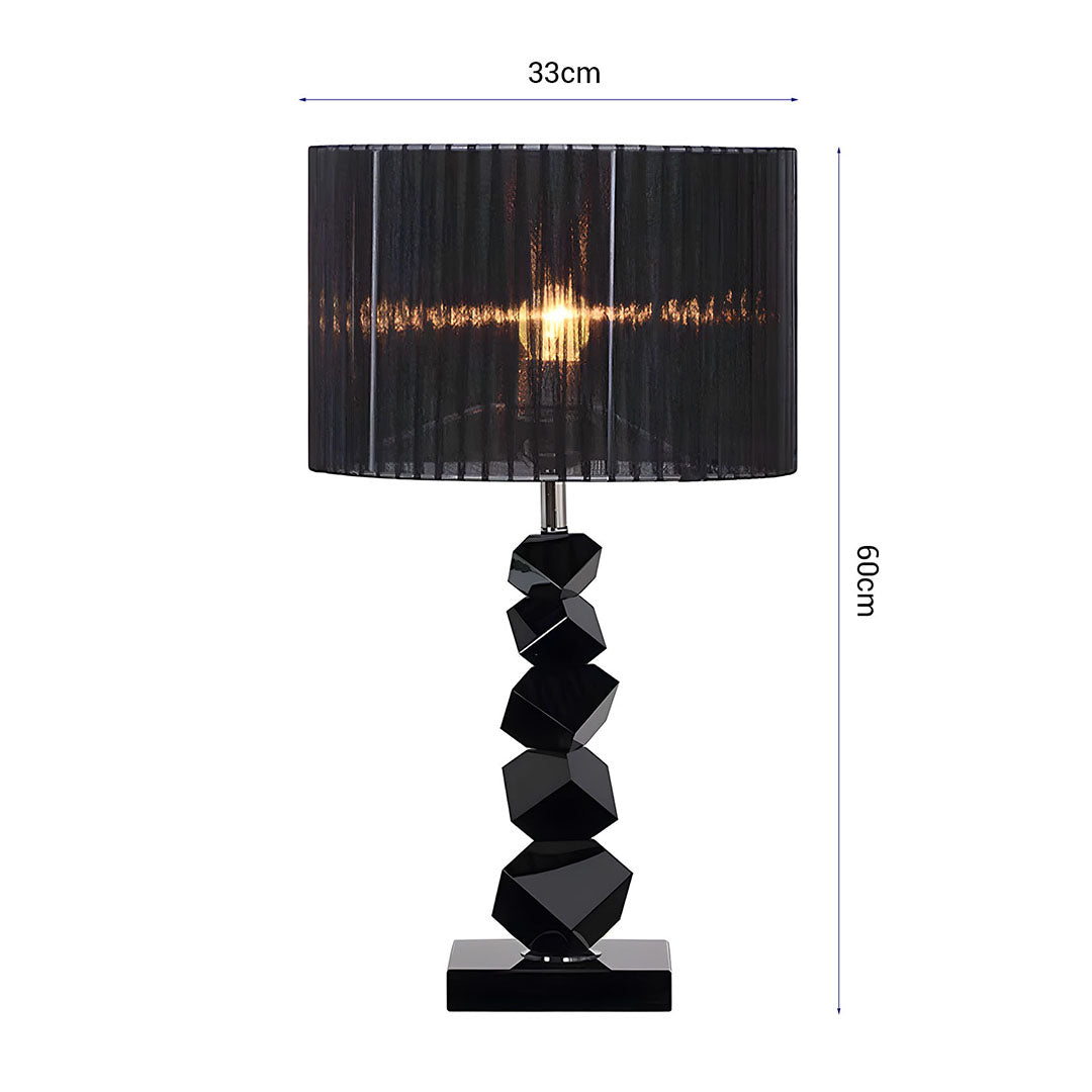 60cm Black Table Lamp with Dark Shade LED