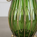 51cm Green Glass Floor Vase with 12pcs White Artificial Flower Set