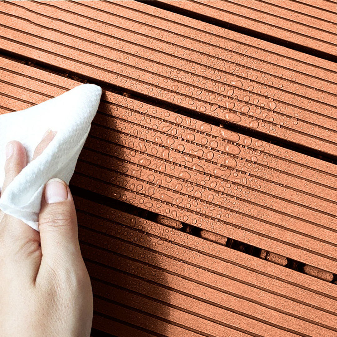 Red Brown DIY Wooden Composite Decking Tiles  Set of 11