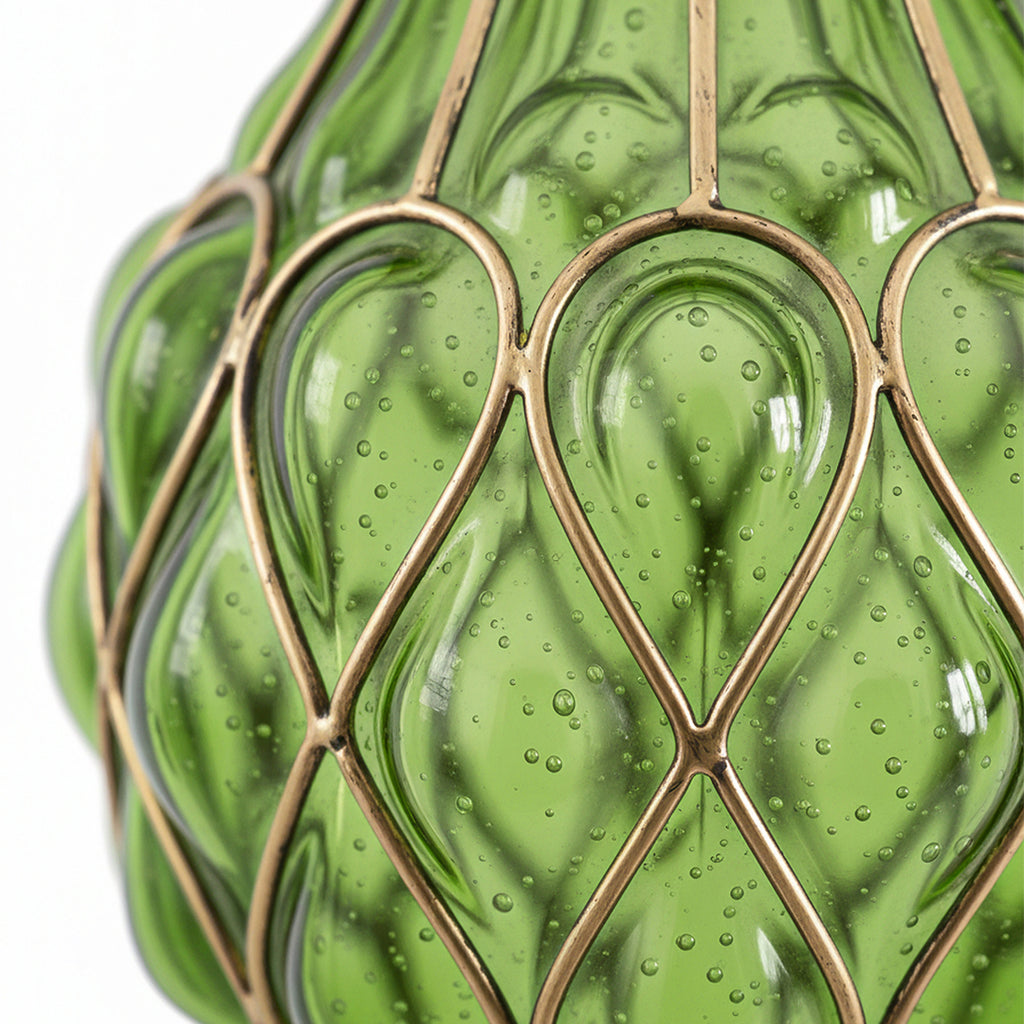 67cm Green Glass Floor Vase and 12pcs Pink Artificial Flower Set