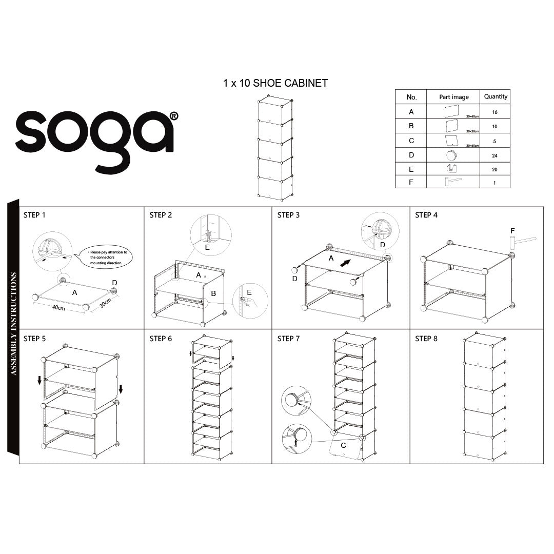 8 Tier White Shoe Rack Organizer