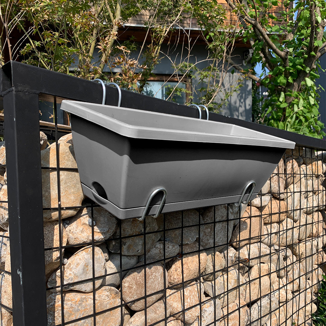 49.5cm Gray Rectangular Vegetable Herb Flower Planter Box Set of 3