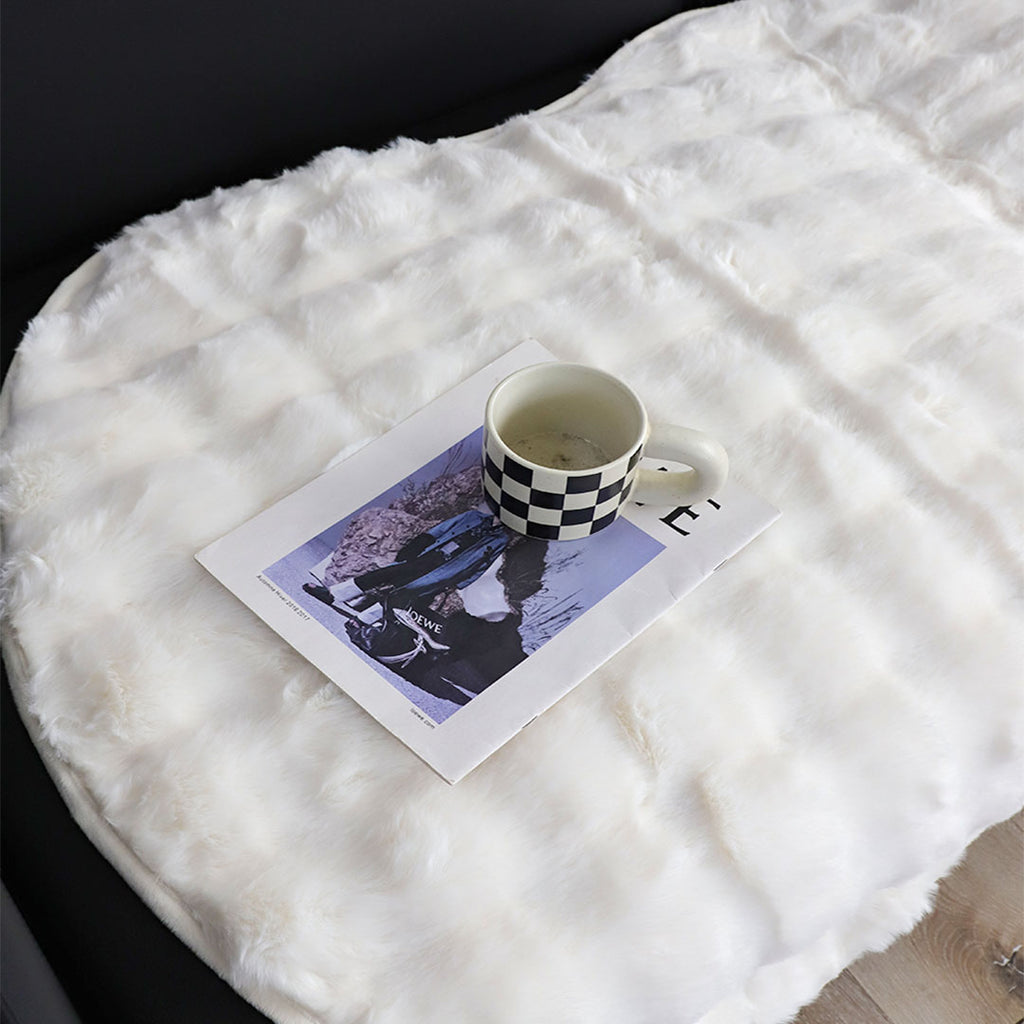 SOGA Three-seater White Faux Fur Throw Blanket 90x210cm Polyester