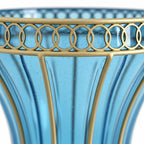 67cm Blue Glass Floor Vase with Metal Stand