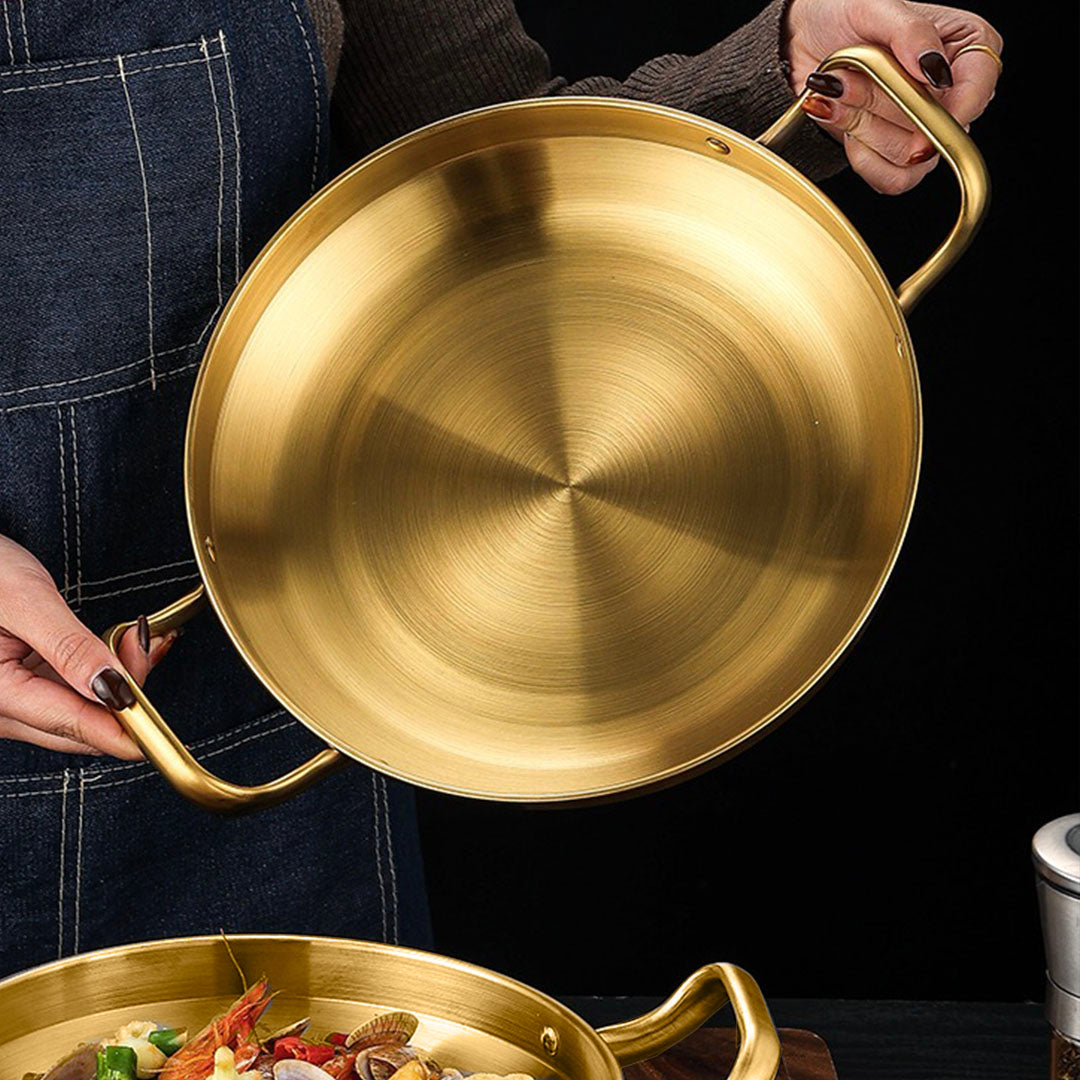 28cm Dry Pot Gold Plated 202 Material Stainless Steel and Kitchen Essential