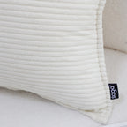 SOGA 50cm Beige Throw Pillow Warm Wabi-sabi Striped Corduroy Square