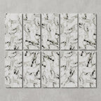 SOGA Peel & Stick Floor and Wall Tiles 30 x 60cm 10 Pack Black White Faux Marble