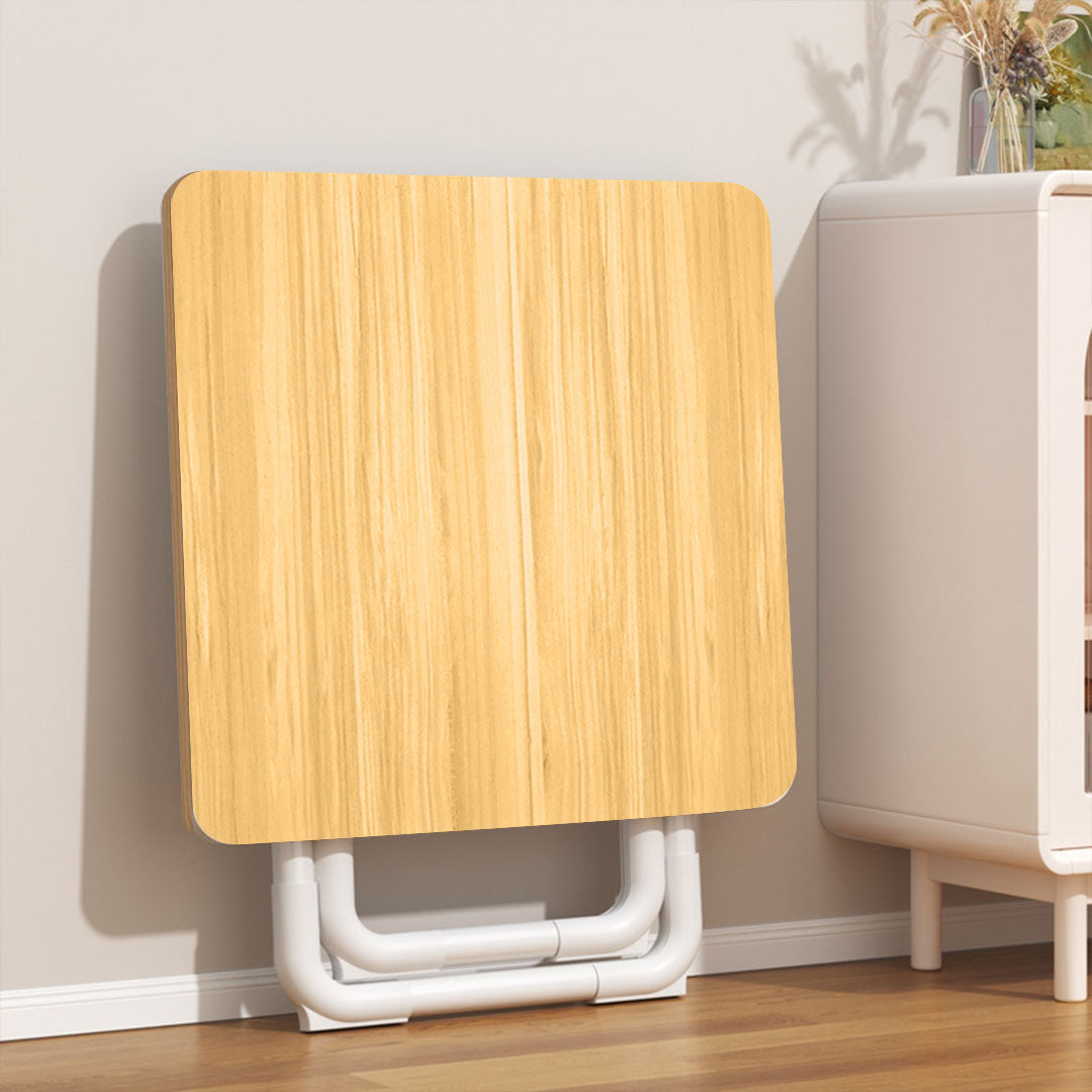80cm Wood Color Board Square Table with White Legs