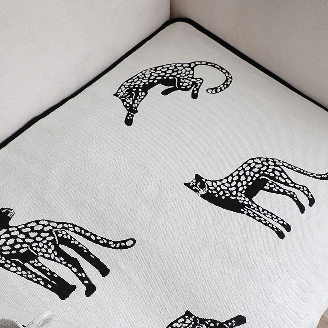 SOGA One-Seater White Leopard Print 90x90cm Throw Blanket Sofa Cover