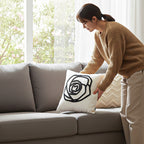 SOGA Embroidered Cushion 45cm White Black Rose Flower Pattern Decorative Throw Pillow