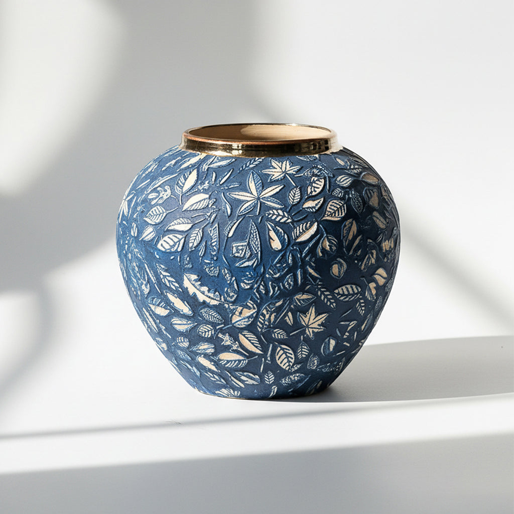 21x22cm Blue Small Ceramic Flower Vase Elegant Living Room Home Decor