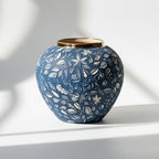 21x22cm Blue Small Ceramic Flower Vase Elegant Living Room Home Decor