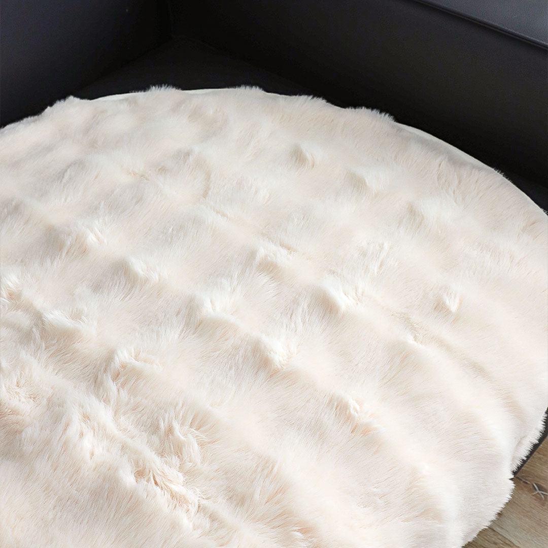 SOGA Two-seater Cream Faux Fur Throw Blanket 90x160cm Polyester