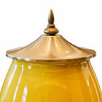 40cm Ceramic Vase with Gold Metal Base Yellow