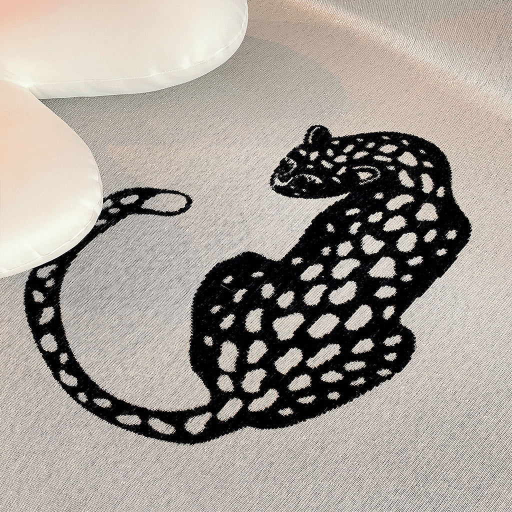 SOGA Four-seater White Sofa Cover Leopard Print 180x420cm Polyester