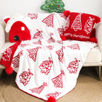130x170cm Throw Blanket Red Christmas Tree Half Fleece