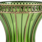 67cm Green Glass Floor Vase with Metal Stand