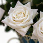 67cm Blue Glass Floor Vase and 12pcs White Artificial Flower Set