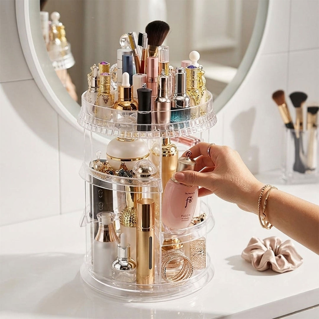 360 Degree Rotating Makeup Organiser Cosmetics Holder