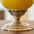 38cm Ceramic Vase with Gold Metal Base Yellow