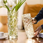 30cm Sleek Clear Glass Vase Elegant Wide Crystal