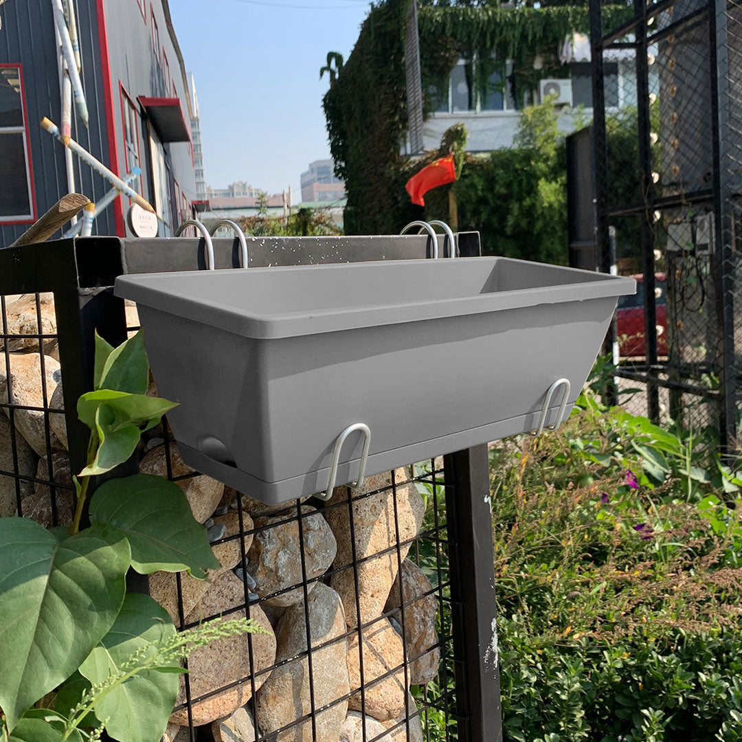 49.5cm Gray Rectangular Vegetable Herb Flower Planter Box Set of 3