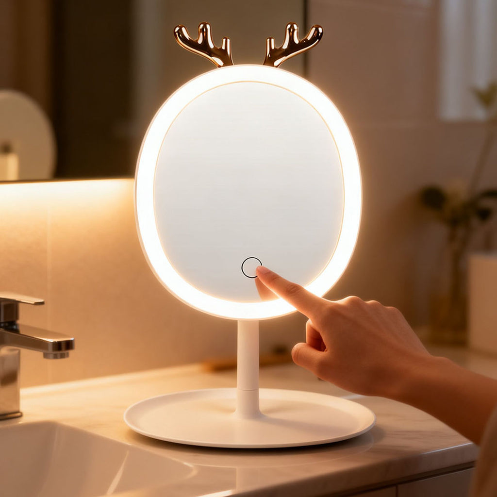 White Antler LED Light Makeup Mirror