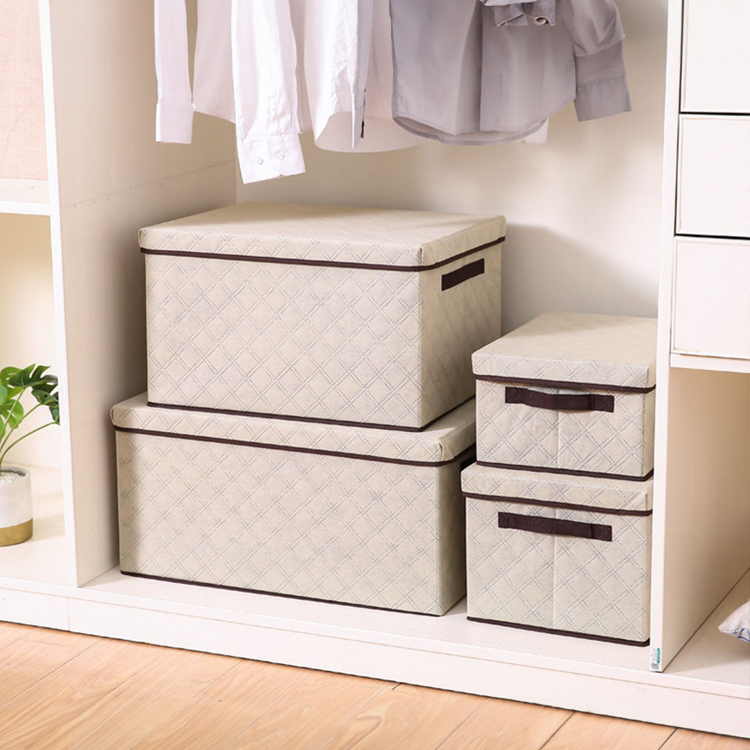Large Beige Non-Woven Diamond Quilt Grid