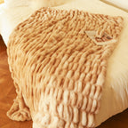 SOGA 150x200cm Throw Blanket Camel Brown Double Layer Rabbit Fur Cozy