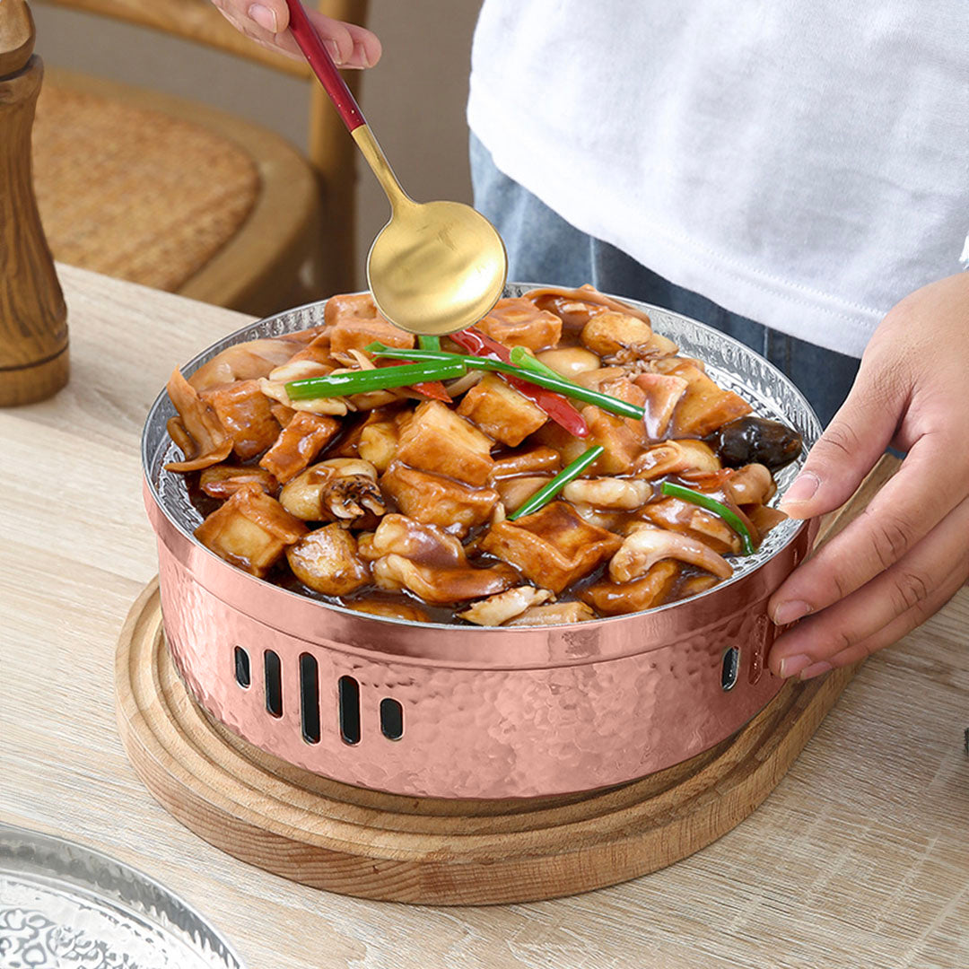 28cm Rose Pink Hammered Dry Pot for Kitchen