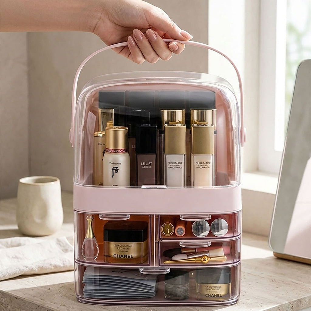 3 Tier Pink Countertop Cosmetic Storage Organiser