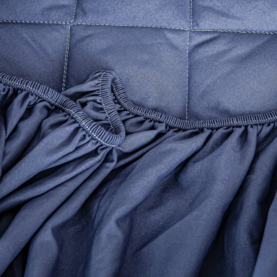 153cm Blue Wide Cross-Hatch Mattress Cover