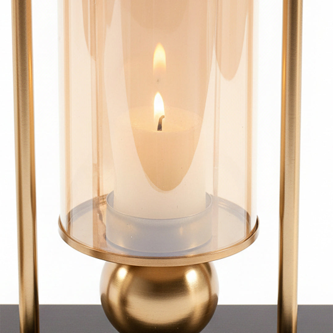 42cm 32cm Transparent Glass Vase with Yellow Flower and Candle Set