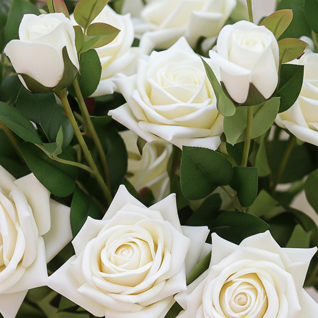 85cm Blue Glass Floor Vase and 12pcs White Artificial Flower Set