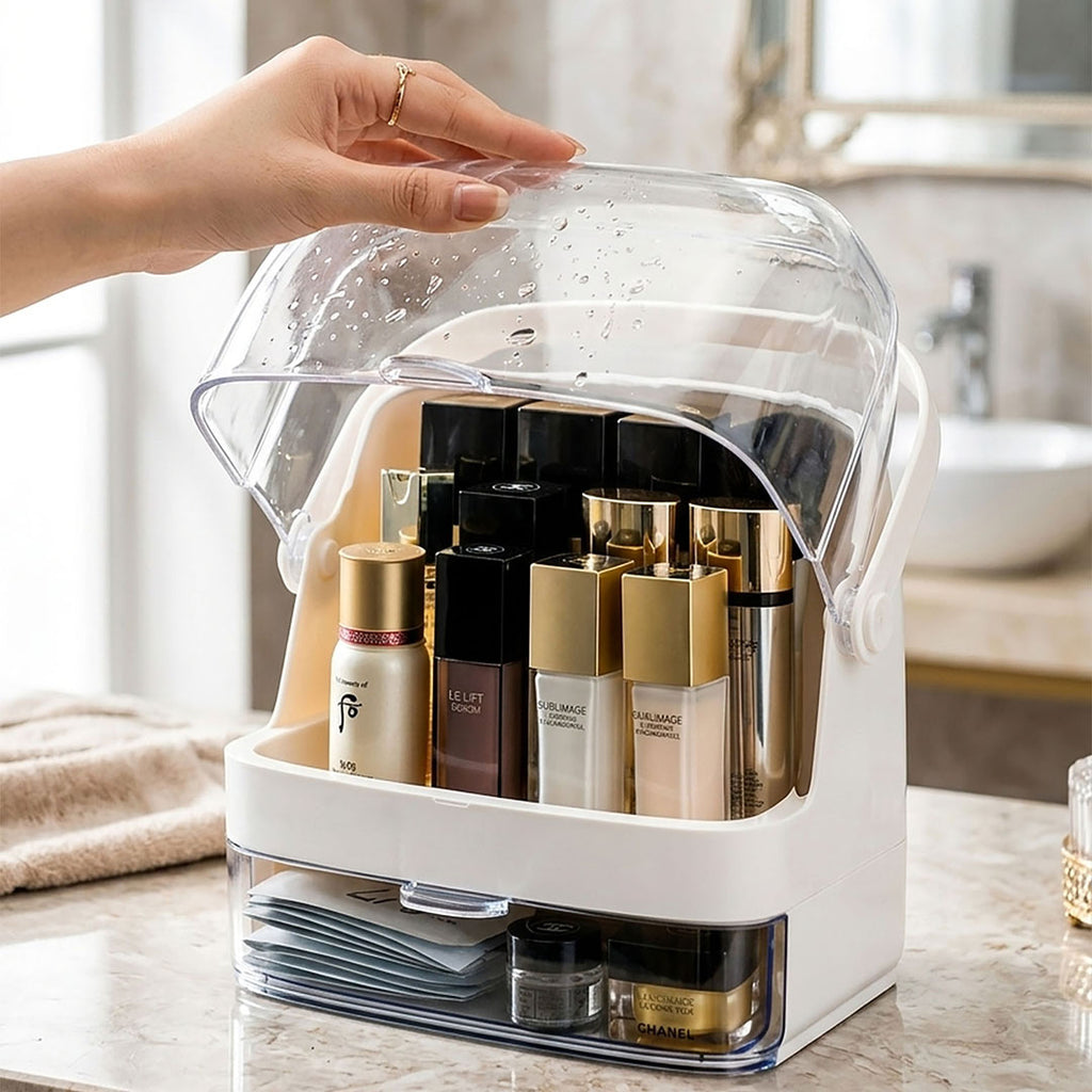 2 Tier White Countertop Makeup Storage Organiser