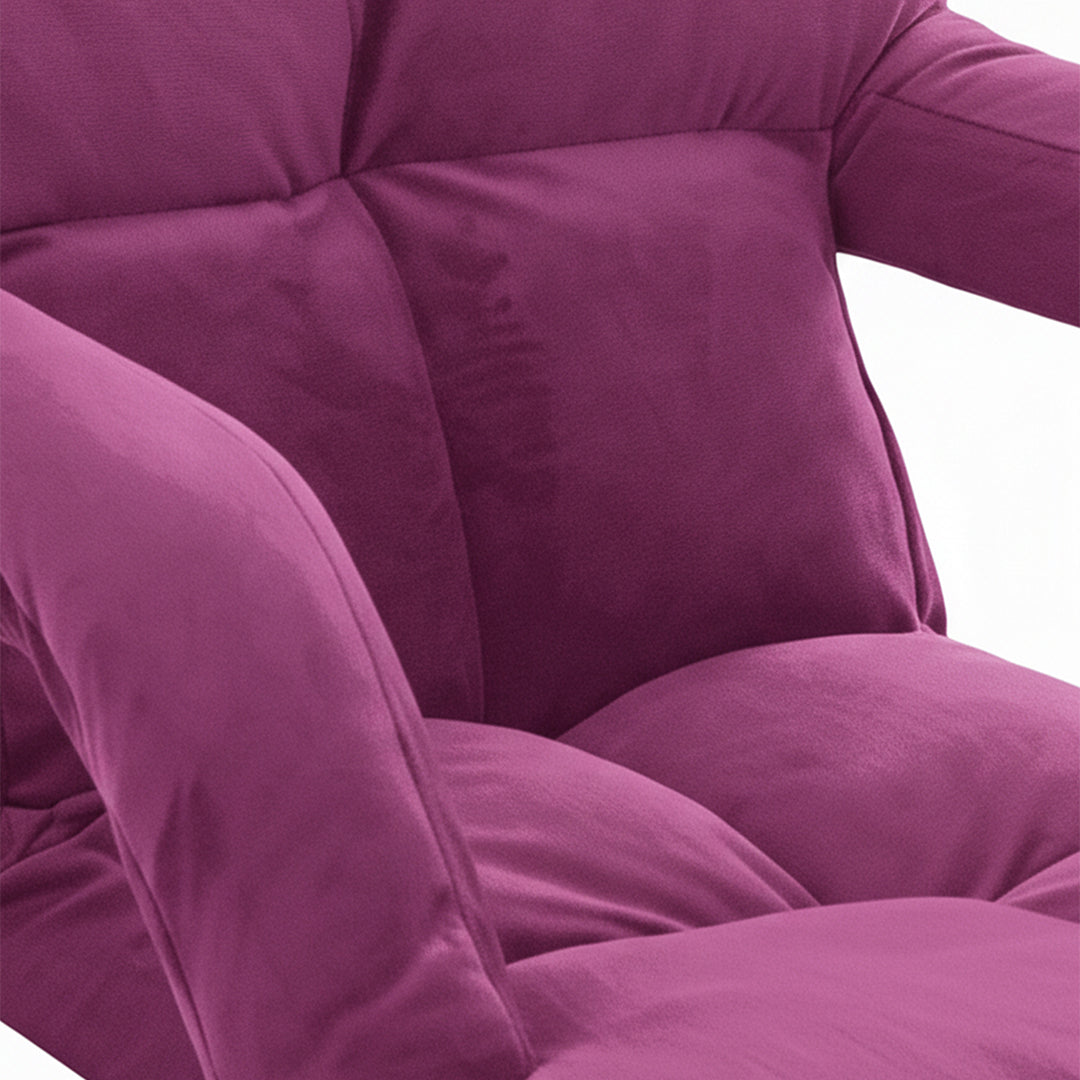 Foldable Floor Recliner Lazy Chair with Armrest - Magenta