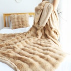 SOGA 160X200cm Throw Blanket Coffee Double Layer Rabbit Fur Cozy
