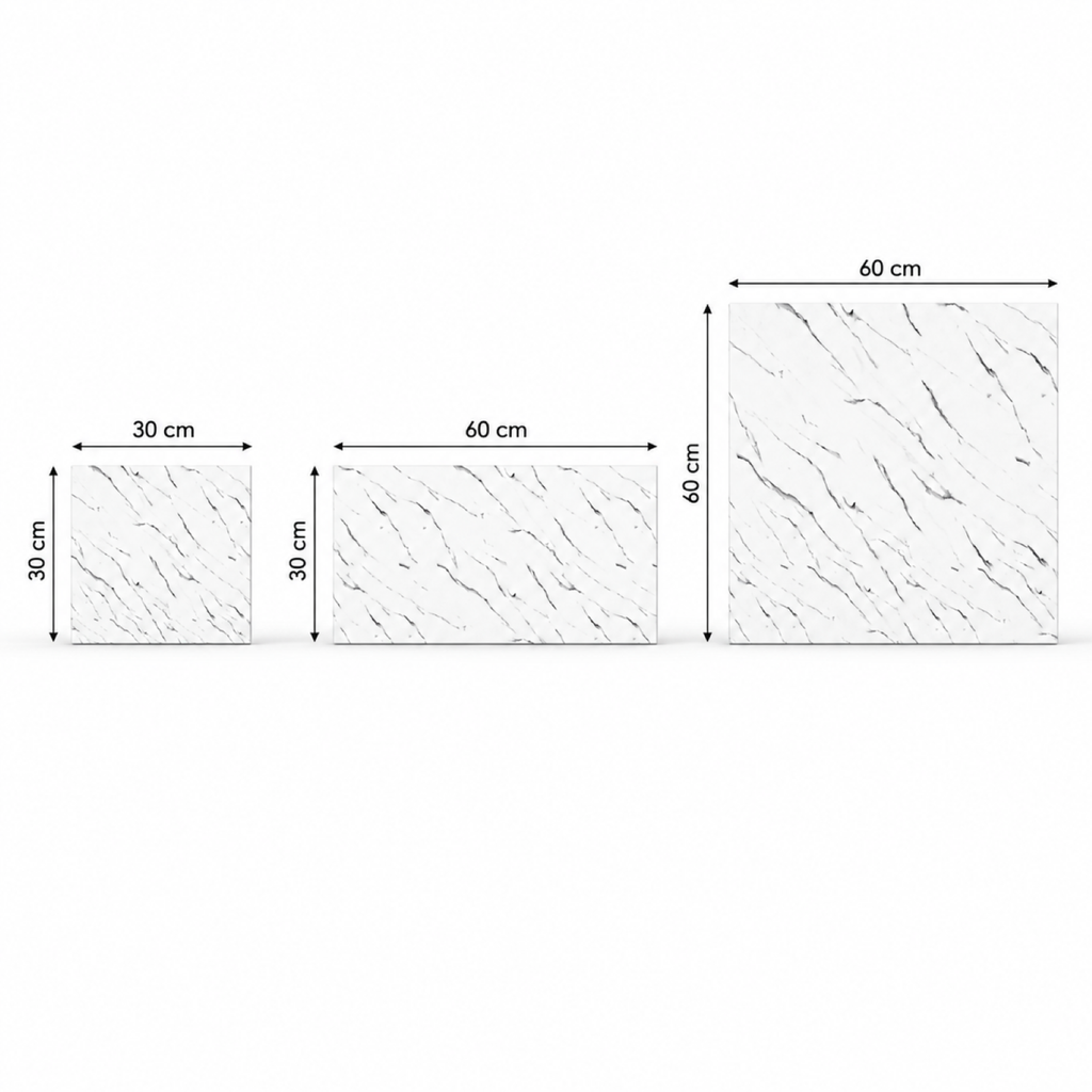 SOGA Peel & Stick Floor and Wall Tiles 60 x 60cm 10 Pack White Faux Marble