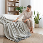 SOGA Soft  Light Beige Tassel Throw Blanket 160x200cm Soft Polyester