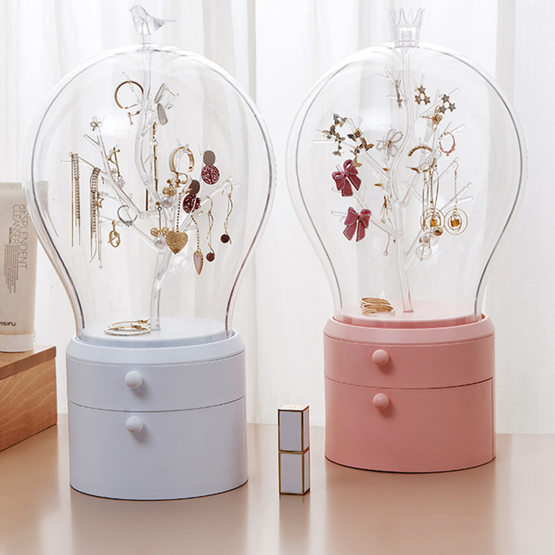 Pink 360 Degree Rotating LED Light  Jewelry Storage Organiser