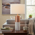 60cm White Marble Table Lamp