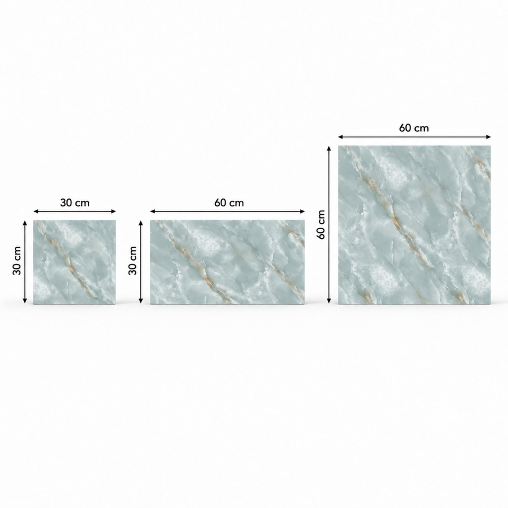 SOGA Peel & Stick Floor and Wall Tiles 30 x 30cm 10 Pack Jade Faux Marble