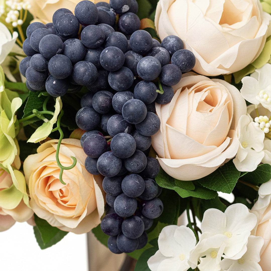 2x Clear Black Glass Vase with Lid and White Flower Set