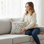 SOGA 50cm Gray White Abstract Swirl Pattern Decorative Throw Pillow