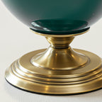 40cm Ceramic Vase with Gold Metal Base Green