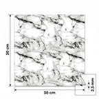 SOGA Peel & Stick Floor and Wall Tiles 30 x 30cm 10 Pack Black White Faux Marble