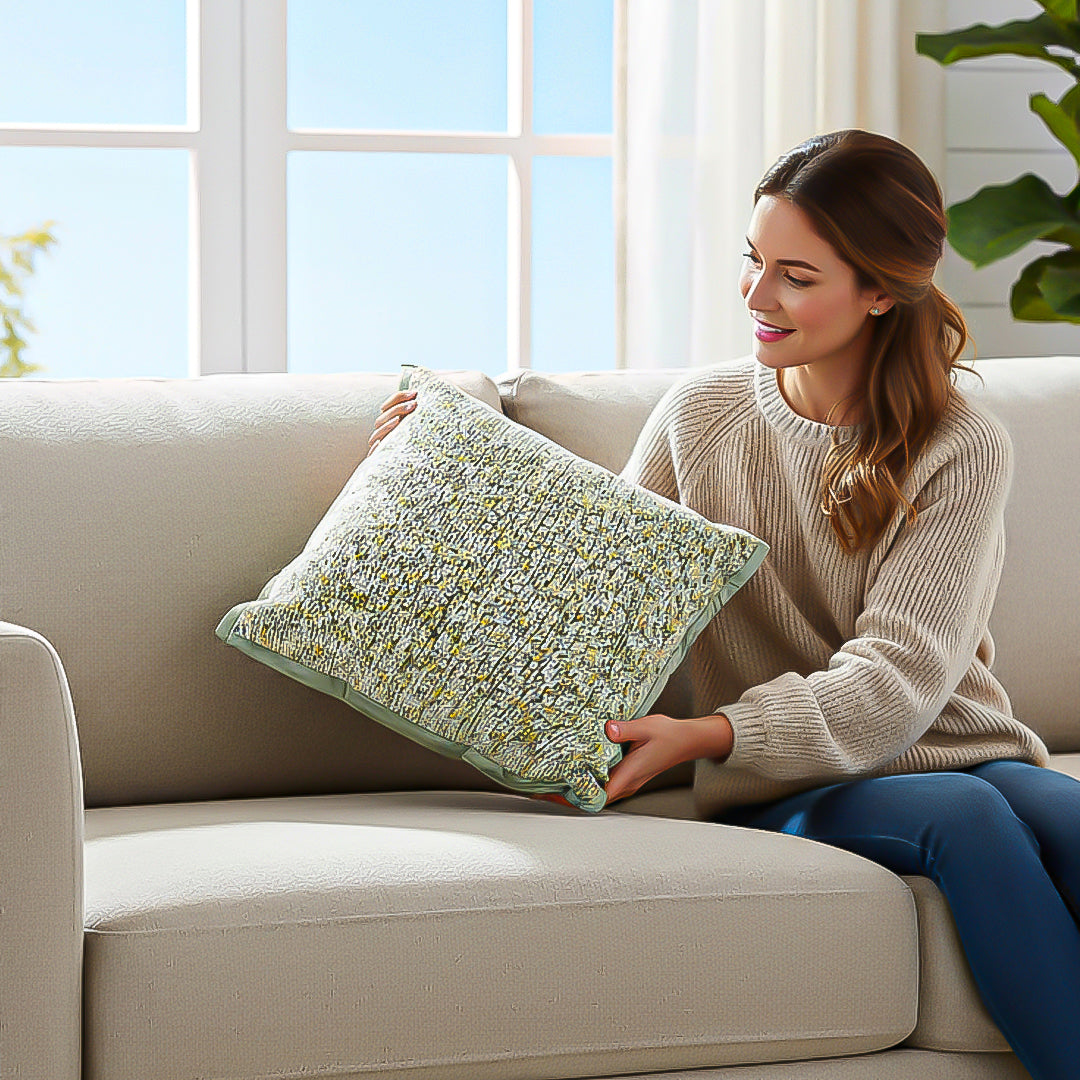 SOGA Woven Cushion 45cm Green Yellow Multi-Color Textured Decorative Throw Pillow